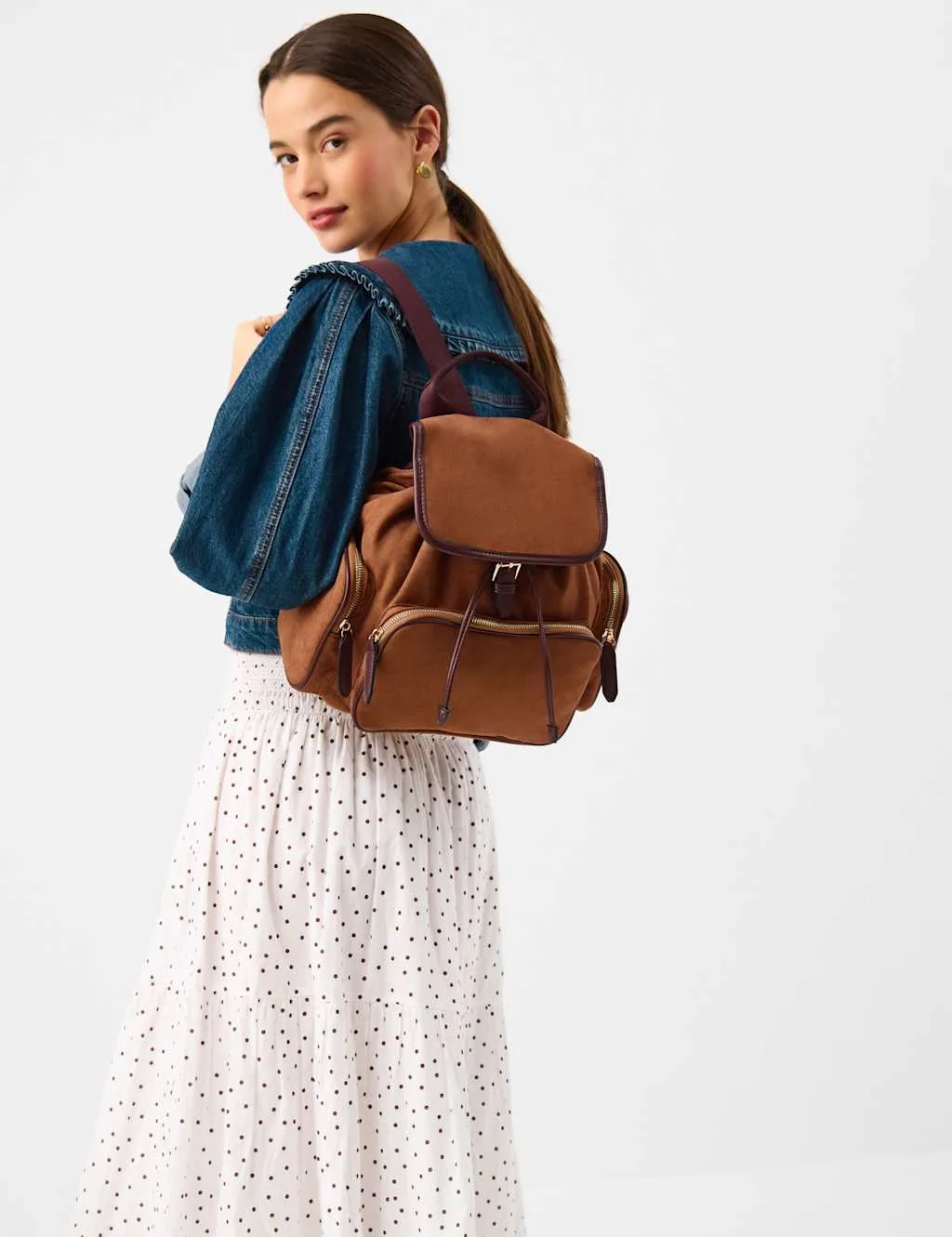 Faux Suede Backpack Tan female - Accessorize - FashionsVida