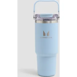 Botella de metal reciclado con asa superior y pajita de 900 ml - bebé