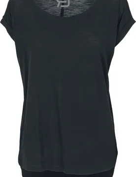 T-Shirt für Damen schwarz "Long Back Shaped Slub Tee" von - Frauen - female - RED by EMP - FashionsVida