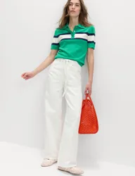 Drawstring Wide Leg Jeans Soft White female