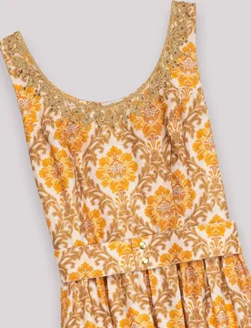 Vestido largo sin mangas con bordado floral en el pecho - Niza - FashionsVida