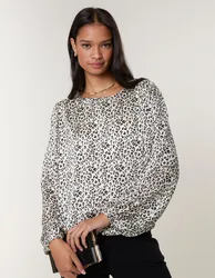 Leopard Print Blouse - S / BLACK - female