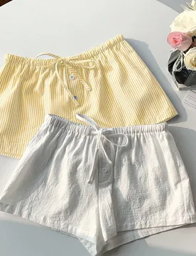 Piezas Shorts de mujer de lino a rayas L - Shein - FashionsVida
