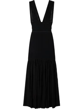 Vestido largo de punto acampanado con volantes - sandro - FashionsVida
