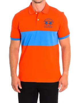 Mens Short Sleeve Polo Tmp610-Pk097 Man - Orange Cotton - Size Small - La martina - FashionsVida