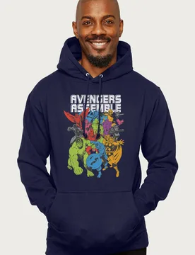 Unisex Avengers Assemble Comic Book Colour Art Hooded Sweatshirt in Navy Size: 2XL - Navy - Size: 2XL - Marvel - FashionsVida