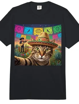 Cinco de Mayo Cat Selfie with Mexican Fiesta Party T-shirt For Men Women 100% Cotton T Shirts Short Sleeve Tops 0403-2 - Aliexpress - FashionsVida