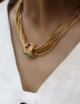 Brass Layered Snake Chain Colorful Crystal Bracelet Women Men Lover Jewelry Designer T Show Runway Gown INS Japan Korean - Aliexpress - FashionsVida
