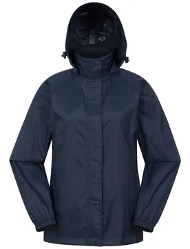 Pakka' Womens Packable Jacket Waterproof Breathable Adjustable Hood Rain Coat Navy Polyamide - Size 18 Uk - Mountain Warehouse - FashionsVida