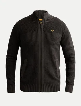 Grobstrickjacke mit Reißverschluss Schwarz 3XL - PME Legend - FashionsVida