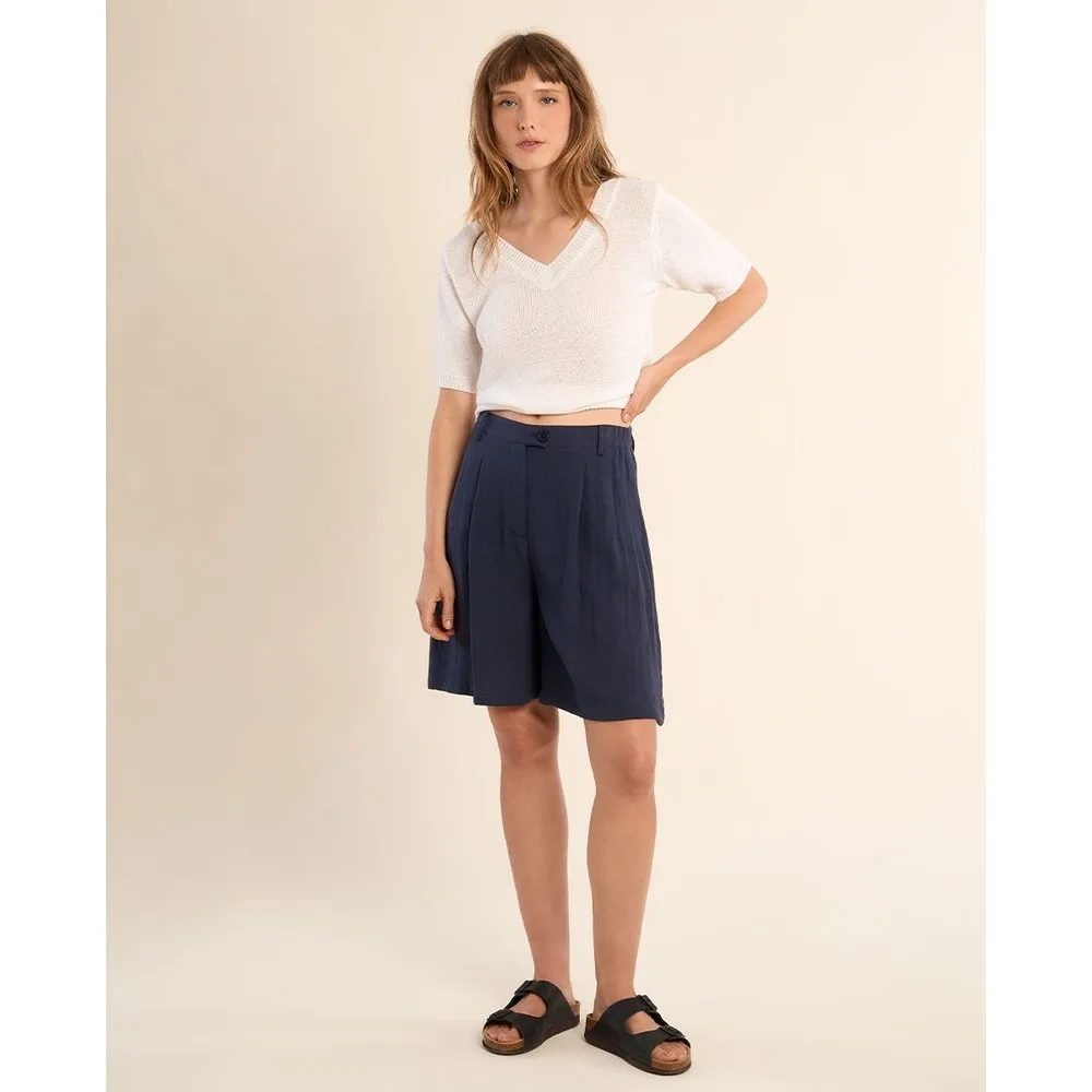Jersey de mujer de manga corta escote en V - Molly Bracken - FashionsVida