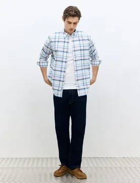 Camisa de sport oxford cuadros multicolor classic fit - Dustin - FashionsVida