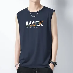 Men's Sleeveless Tank Top With Bold Letter Print Casual Summer Wear For Sports And Daily Activities