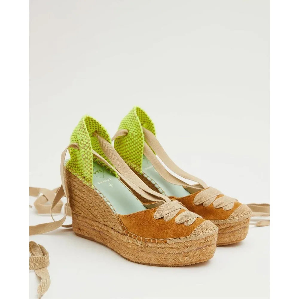 Alpargatas de cuña de mujer con talonera bicolor - star love - FashionsVida