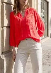 Street One Tunika mit Split Neck und Embroidery female Rot
