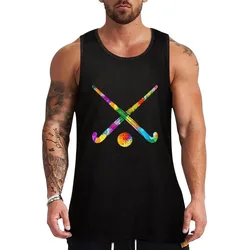 Watercolor colorful bright Field Hockey Tank Top Plain Basic Tank Top Cotton Soft Sleeveless Tee