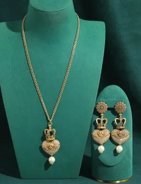 Vintage Crown Angel Heart Shape Pearl Jewelry Sets For Woman 18k Gold Color High Quality Luxury Elegant Exquisite Daily Gift - Aliexpress - FashionsVida