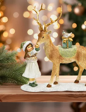 Weihnachtsdeko Hirsch mit Mädchen - Wurm - FashionsVida