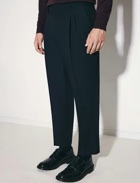 Chino Cropped mit Bundfalten Schwarz 48 - Seidensticker - FashionsVida