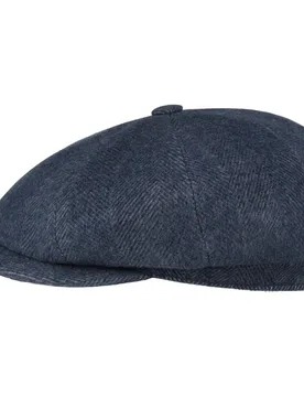 Cashmere Herringbone Flat Cap by Alfonso D'Este - blue - Herren - Size: S (54-55 cm) - Alfonso D´Este - FashionsVida