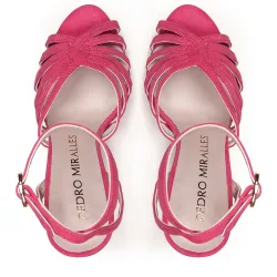 Sandalias de tacón de mujer con plataforma y pulsera al tobillo
