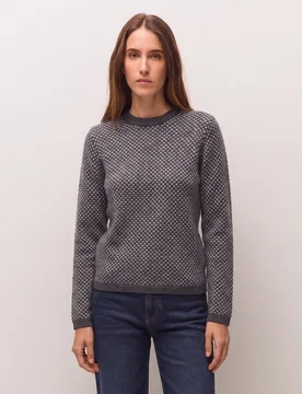 Jersey de mujer con jacquard geométrico y escote redondo - System Action - FashionsVida