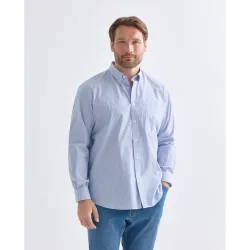Camisa de algodón stretch de popelín de rayas bicolor