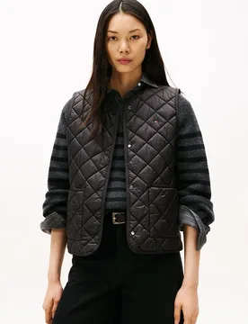 Chaleco acolchado a rombos de mujer de cuello redondo - Tommy Hilfiger - FashionsVida