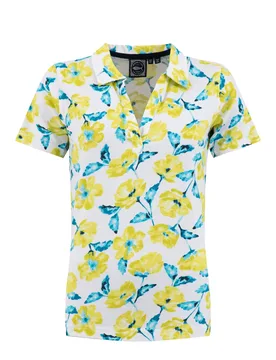 Weird Fish Rhenena Printed Jersey Polo Shirt Size 12 - offers all-offers offers womens-offers sale all-sale sale womens women women tshirts-and-tops - Sunshine Yellow - FashionsVida