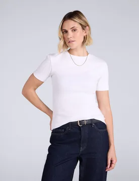 Evo Women's Ribbed T-Shirt - White - White - Size: 20 - Animal - FashionsVida