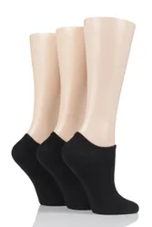 Pair Black Plain and Patterned Bamboo Secret Socks Ladies 4-8 Ladies - - Black - Size: Small