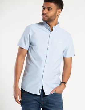 Cotton Mens Short Sleeved Button-Up Oxford Shirt - - Size: XL - Tokyo Laundry - FashionsVida