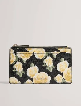 Leather Floral Card Holder Black female - Ted baker - FashionsVida