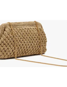 Bolso de fiesta convertible a bandolera efecto rafia con cierre de botón en liso - Parfois - FashionsVida