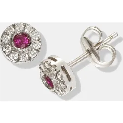 Pendientes de oro con diamantes y rubí