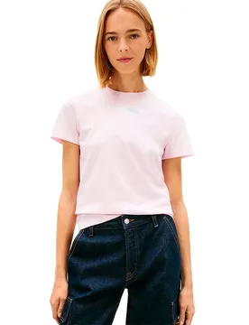 Maglietta A Maniche Corte Essential Logo 2 Pearly Pink M - Tommy Jeans - FashionsVida