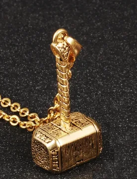 Stainless Steel Gold Color Chain Viking Thor Hammer Pendant Necklace for Men Women Vintage Jewelry - Aliexpress - FashionsVida