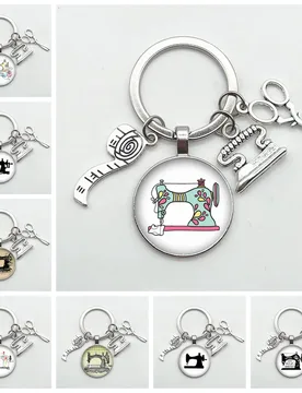 Fashion New Sewing Jewelry Tailor Art Pendant Glass Keychain Sewing Machine Keychain Clothing Designer Tailor Memorial Gift - Aliexpress - FashionsVida