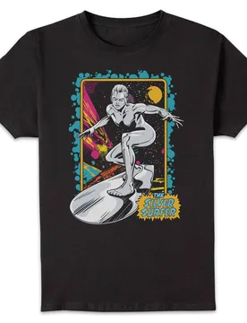 Unisex Fantastic Four The Silver Surfer T-Shirt - Black Size: 2XL - Black - Size: 2XL - Marvel - FashionsVida