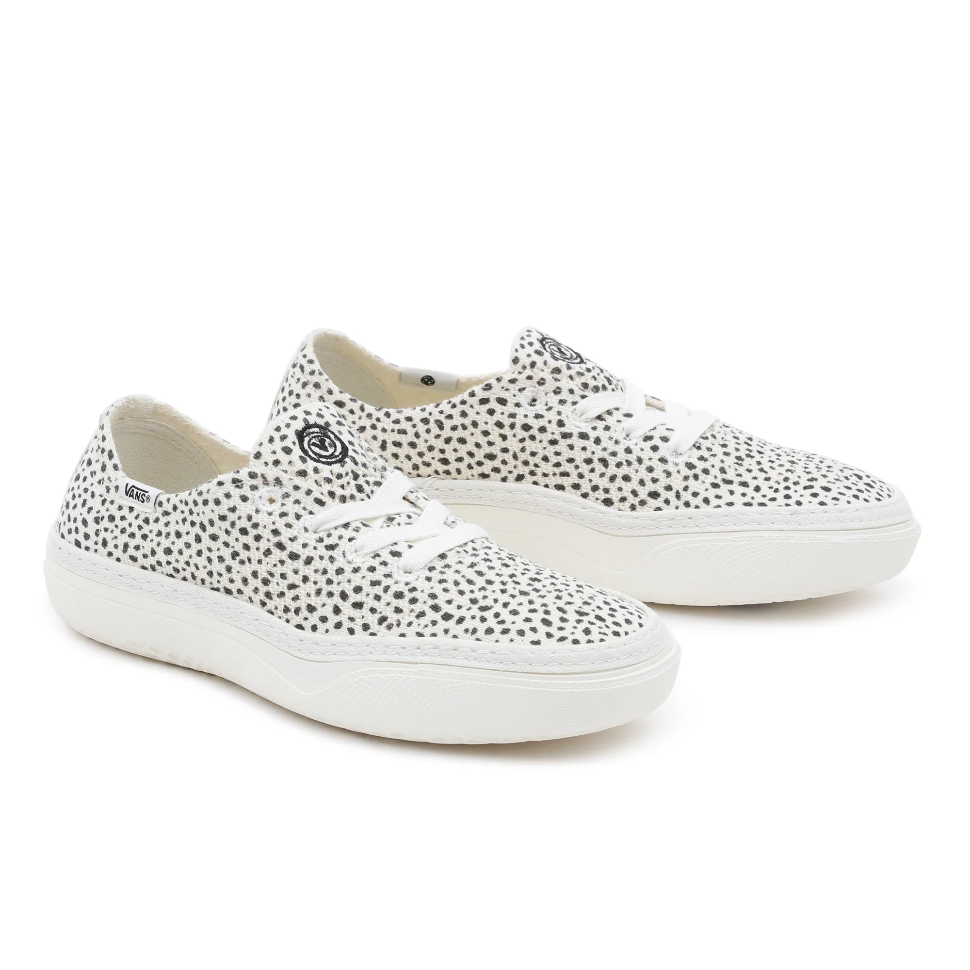 Unisex Circle Vee Sneakers - White Textile - Size Uk 5 - Vans - FashionsVida