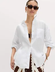 Pure Linen Relaxed Shirt White female