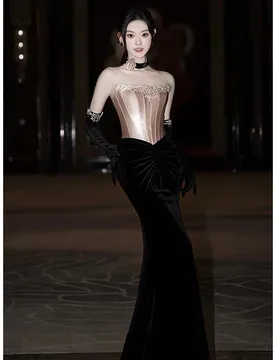 A new style of morning dress black cocktail with small tail for the host - Aliexpress - FashionsVida