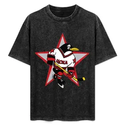 Red Penguin 1990's Russian Penguins T-Shirt Large Size Casual Short Sleeve Top