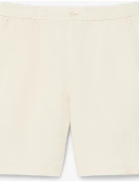 Bermudas de hombre de sarga con mezcla de lino de corte regular en marrón en marrón - Lacoste - FashionsVida