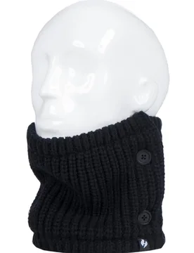 Unisex 1 Pack SOCKSHOP Clyde Button Up Neck Warmer Black One Size - Black - Size: One Size - Heat Holders - FashionsVida