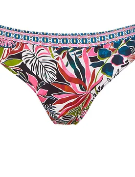 Braga de bikini de altura media con lazos a los lados y estampado combinado - Dolores Cortés - FashionsVida