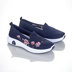 Pagen Slipper "Blumenranke" navy