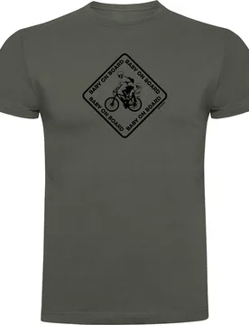Maglietta A Maniche Corte Baby On Board Dark Army Green - Kruskis - FashionsVida