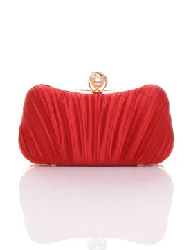 Women's Evening Party Wedding Ruched Clutch Bag in Red - Red - Size: One Size - Ajvani - FashionsVida