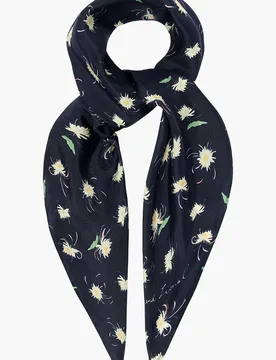 Mina Moonflower Headscarf In Navy - One Size - Lily and Lionel London Limited - FashionsVida